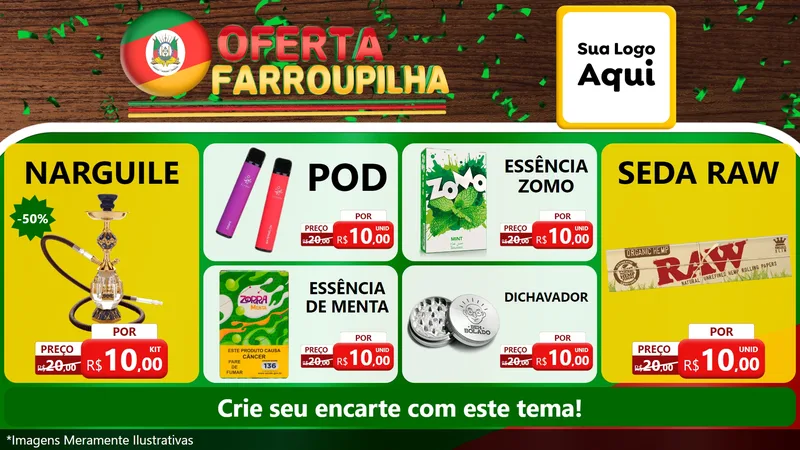 Modelo de TV para TV Horizontal com o tema Oferta Farroupilha para Tabacaria