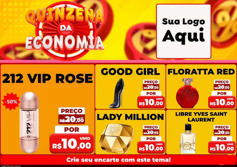 Modelo de Encarte para Encarte A4 Horizontal com o tema Quinzena Da Economia para Perfumes