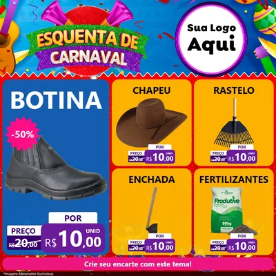 Modelo de Rede Social para Feed Facebook com o tema Esquenta de Carnaval para Agropecuária