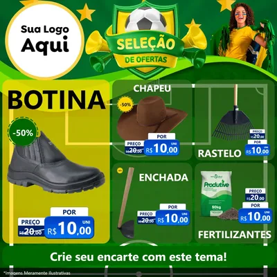 Modelo de Rede Social para Feed Facebook com o tema Seleção de Ofertas - Copa para Agropecuária