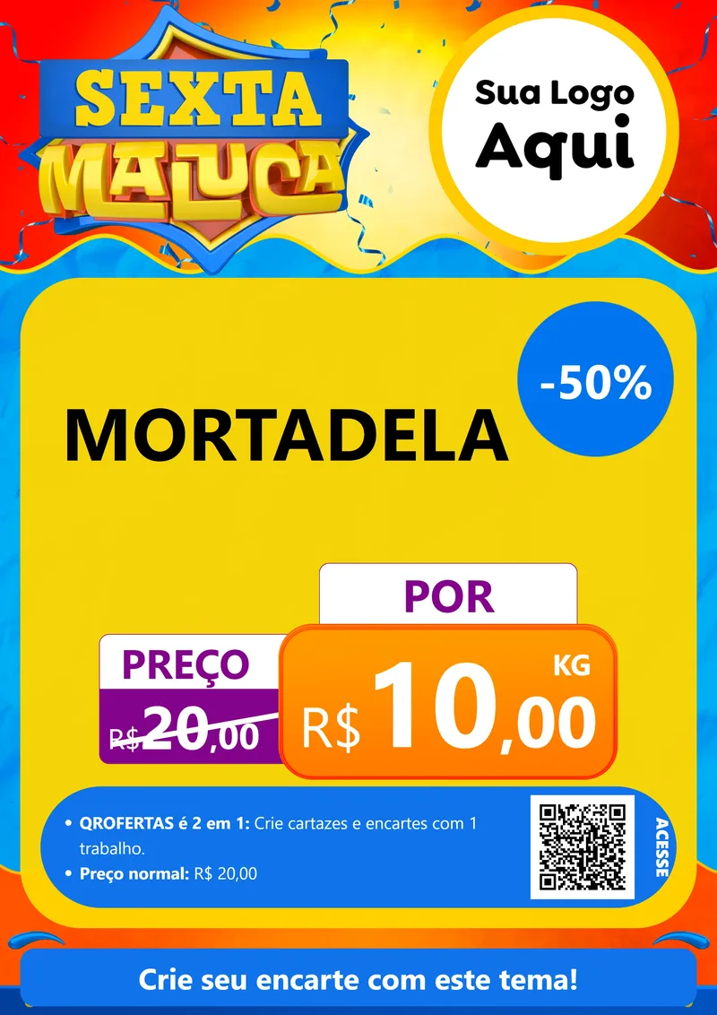 Modelo de Cartaz para Cartaz A4 Vertical com o tema Sexta Maluca para Frios e Laticínios