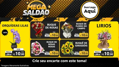 Modelo de TV para TV Horizontal com o tema Mega Saldão para Floricultura e jardim