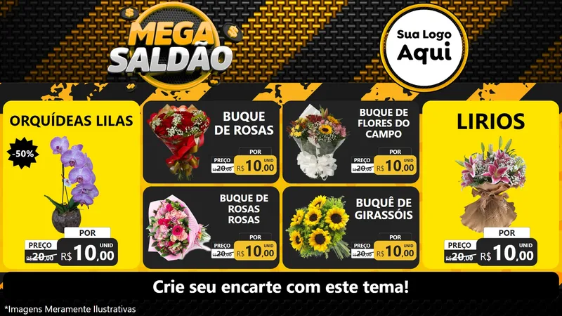 Modelo de TV para TV Horizontal com o tema Mega Saldão para Floricultura e jardim