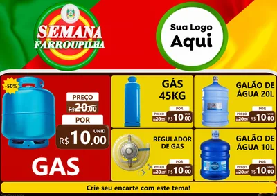 Modelo de Encarte para Encarte A4 Horizontal com o tema Semana Farroupilha para Água e gás