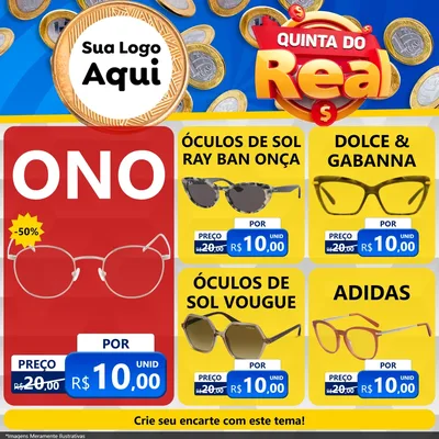 Modelo de Rede Social para Feed Facebook com o tema Quinta do Real para Óticas