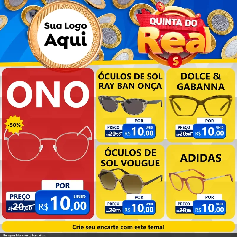 Modelo de Rede Social para Feed Facebook com o tema Quinta do Real para Óticas
