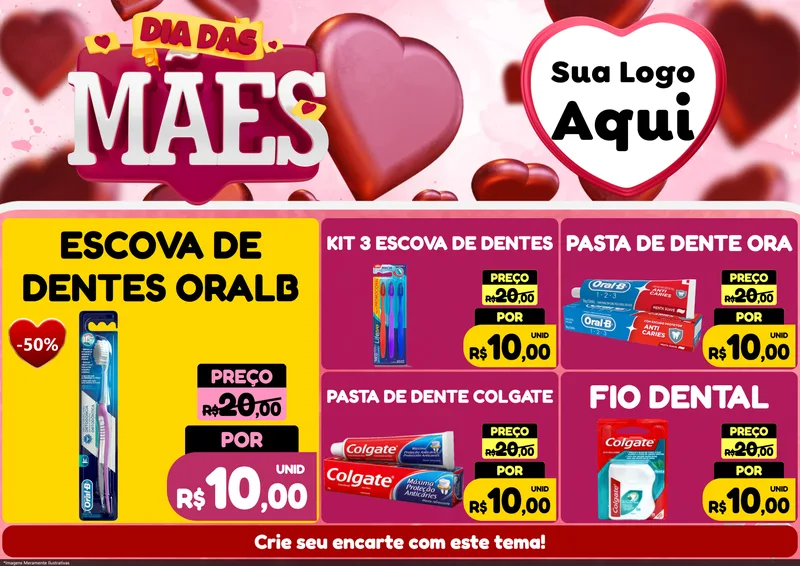 Modelo de Encarte para Encarte A4 Horizontal com o tema Dia Das Mães para Higiene Pessoal