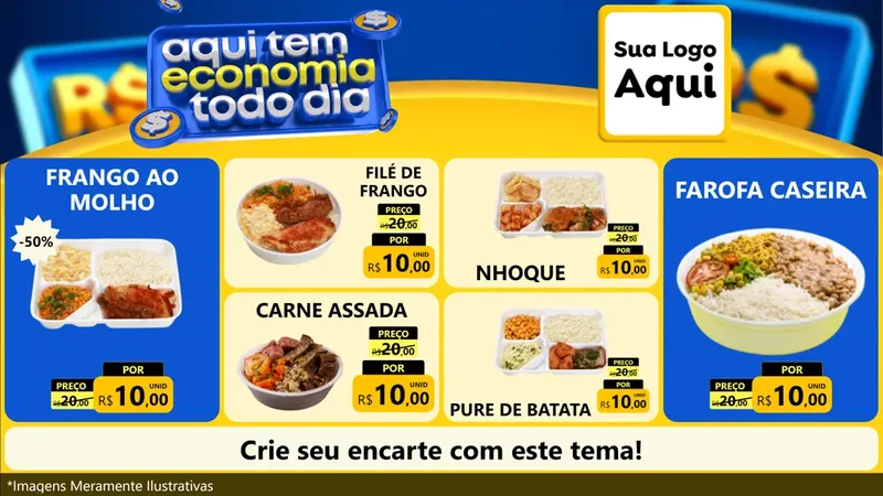 Modelo de TV para TV Horizontal com o tema Aqui Tem Economia Todo Dia para Restaurante