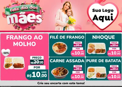 Modelo de Encarte para Encarte A4 Horizontal com o tema Feliz Dia das Mães para Restaurante