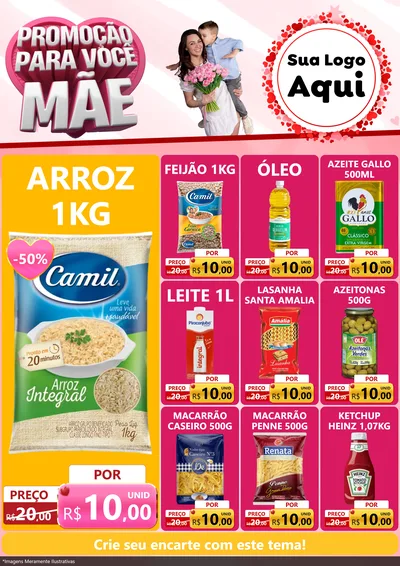 Modelo de Encarte para Encarte A4 Vertical com o tema Promoção Para Você Mãe para Supermercado