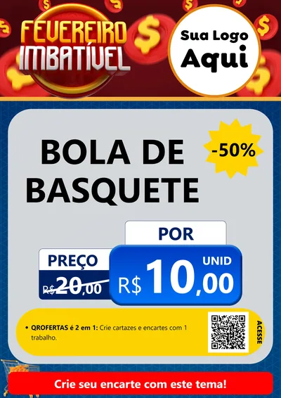 Modelo de Cartaz para Cartaz A4 Vertical com o tema Fevereiro Imbatível para Artigos Esportivos