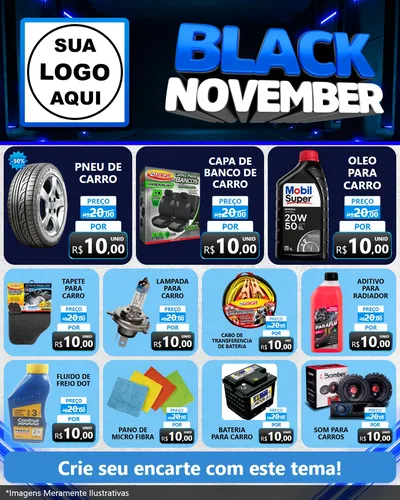 Modelo de Rede Social para Feed Instagram com o tema Black November para Auto peças