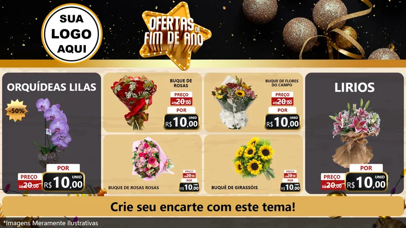 Modelo de TV para TV Horizontal com o tema Ofertas de Fim de Ano para Floricultura e jardim