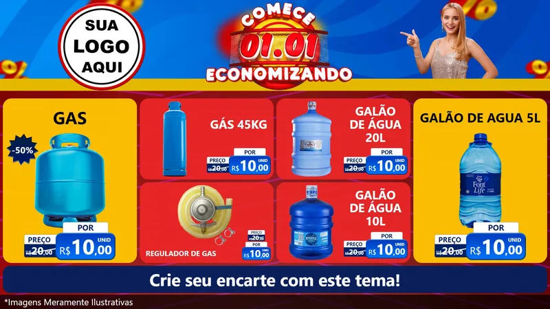 Modelo de TV para TV Horizontal com o tema Comece 1º de Janeiro Economizando para Água e gás