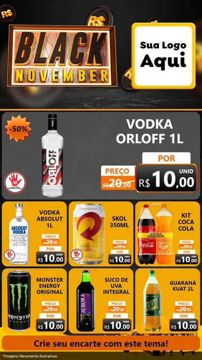 Modelo de Rede Social para Stories com o tema Black November para Distribuidora de bebidas