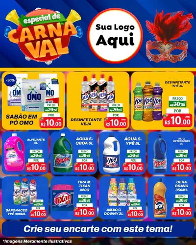 Modelo de Rede Social para Feed Instagram com o tema Especial de Carnaval para Produtos de Limpeza