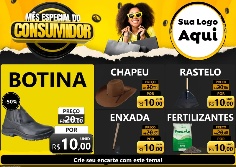 Modelo de Encarte para Encarte A4 Horizontal com o tema Mês Especial do Consumidor para Agropecuária