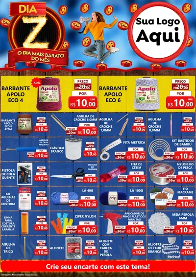 Modelo de Encarte para Encarte A4 Vertical com o tema Dia Z - O Dia Mais Barato Do Mês para Armarinho e Aviamentos