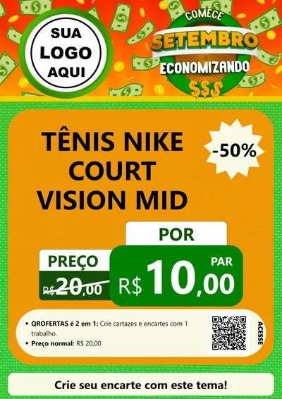 Modelo de Cartaz para Cartaz A4 Vertical com o tema Comece Setembro Economizando para Calçados