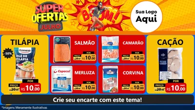 Modelo de TV para TV Horizontal com o tema Super Ofertas Julho para Peixaria
