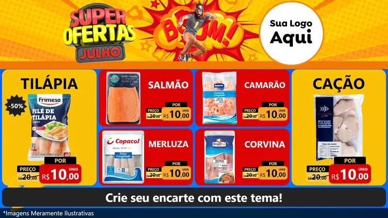 Modelo de TV para TV Horizontal com o tema Super Ofertas Julho para Peixaria