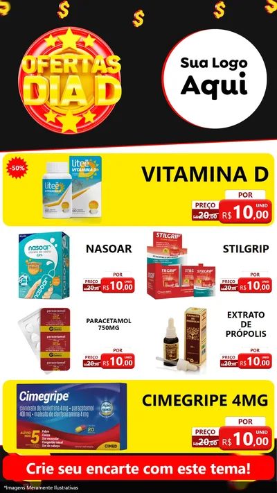 Modelo de TV para TV Vertical com o tema Dia D para Farmácia