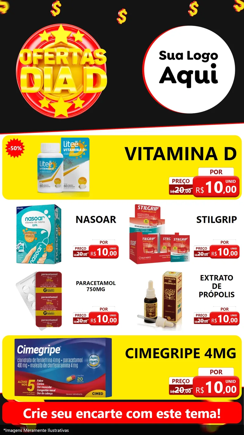 Modelo de TV para TV Vertical com o tema Dia D para Farmácia