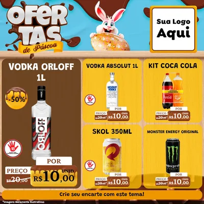 Modelo de Rede Social para Feed Facebook com o tema Ofertas de Páscoa para Distribuidora de bebidas