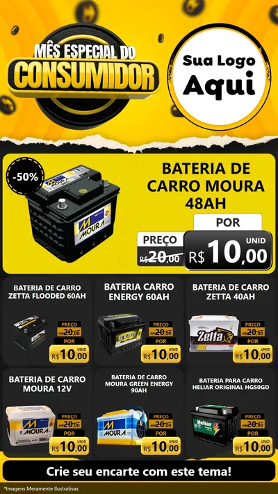 Modelo de Rede Social para Stories com o tema Mês Especial do Consumidor para Baterias Elétricas
