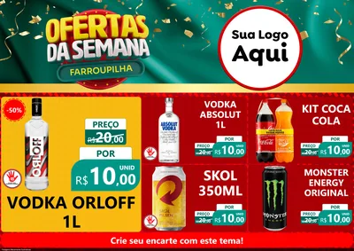 Modelo de Encarte para Encarte A4 Horizontal com o tema Ofertas da Semana Farroupilha para Distribuidora de bebidas