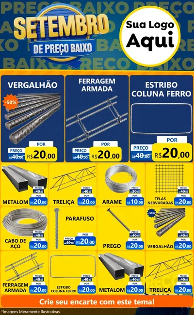 Modelo de Encarte para Encarte Grande com o tema Setembro De Preço Baixo para Ferragens