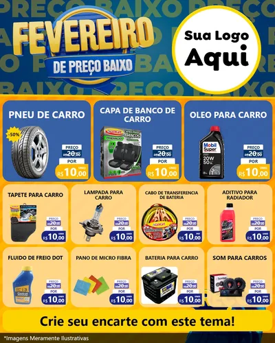 Modelo de Rede Social para Feed Instagram com o tema Fevereiro de Preço Baixo para Auto peças