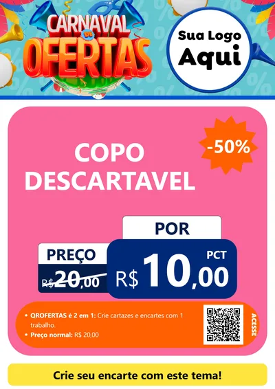 Modelo de Cartaz para Cartaz A4 Vertical com o tema Carnaval de Ofertas para Embalagens