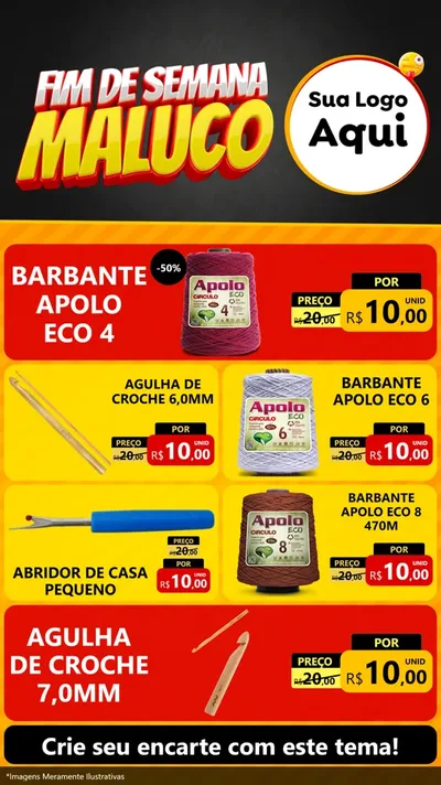 Modelo de TV para TV Vertical com o tema Final de Semana Maluco para Armarinho e Aviamentos