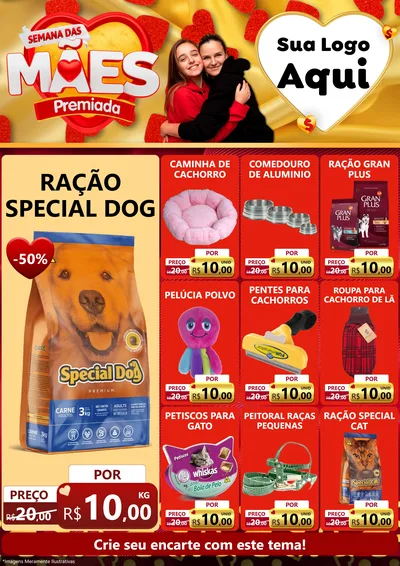Modelo de Encarte para Encarte A4 Vertical com o tema Semana das Mães Premiada para Pet Shop