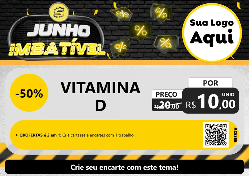 Modelo de Cartaz para Cartaz A4 Horizontal com o tema Junho Imbatível para Farmácia