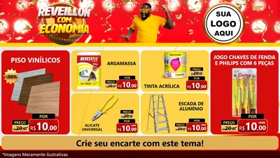 Modelo de TV para TV Horizontal com o tema Réveillon com Economia para Material para Construção