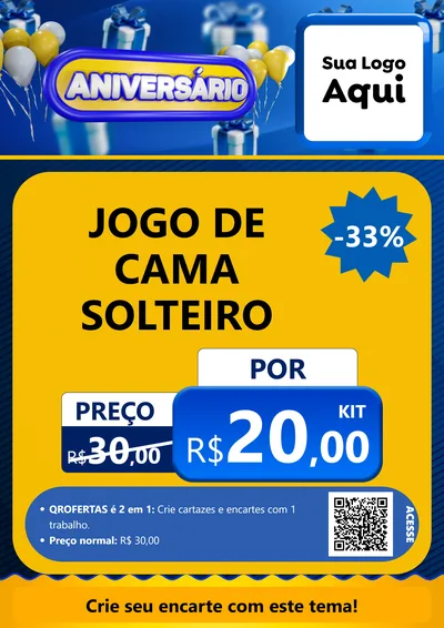 Modelo de Cartaz para Cartaz A4 Vertical com o tema Aniversário para Cama, Mesa e Banho