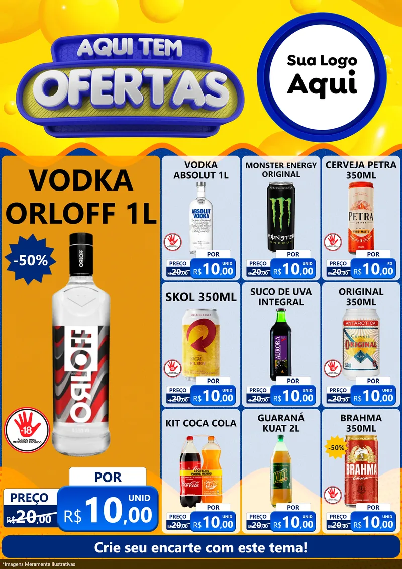 Modelo de Encarte para Encarte A4 Vertical com o tema Aqui Tem Ofertas para Distribuidora de bebidas