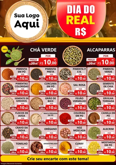 Modelo de Encarte para Encarte A4 Vertical com o tema Dia do Real para Produtos Naturais