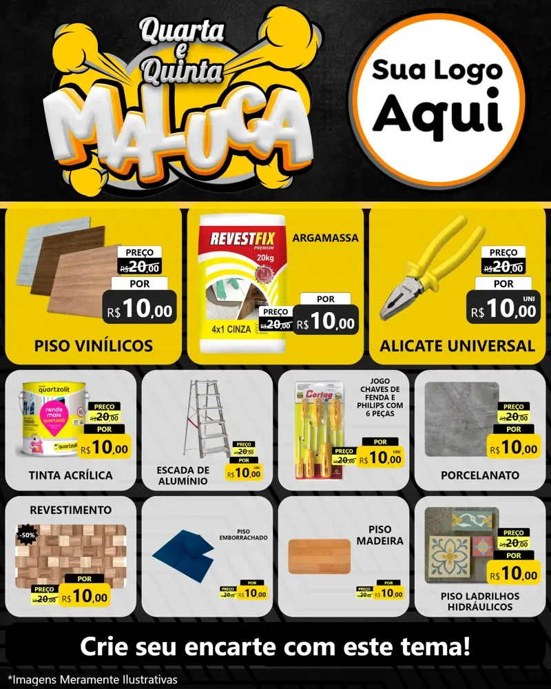 Modelo de Rede Social para Feed Instagram com o tema Quarta e Quinta Maluca para Material para Construção