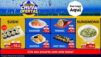 Modelo de TV para TV Horizontal com o tema Chuva de Ofertas para Comida japonesa
