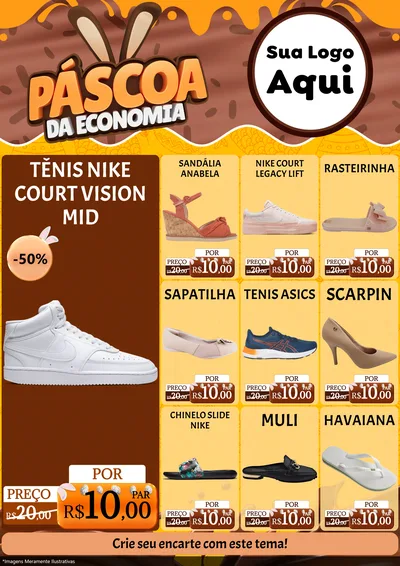 Modelo de Encarte para Encarte A4 Vertical com o tema Páscoa da Economia para Calçados