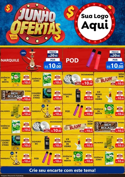 Modelo de Encarte para Encarte A4 Vertical com o tema Junho de Ofertas para Tabacaria