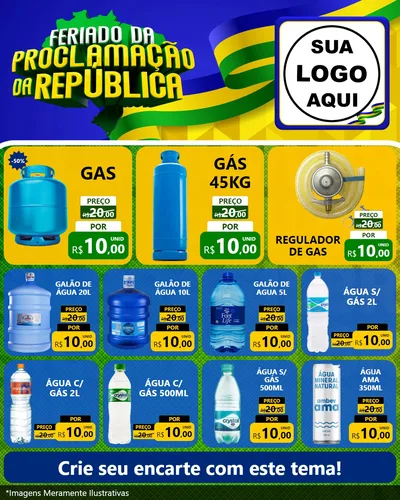 Modelo de Rede Social para Feed Instagram com o tema Feriado da Proclamação da República para Água e gás