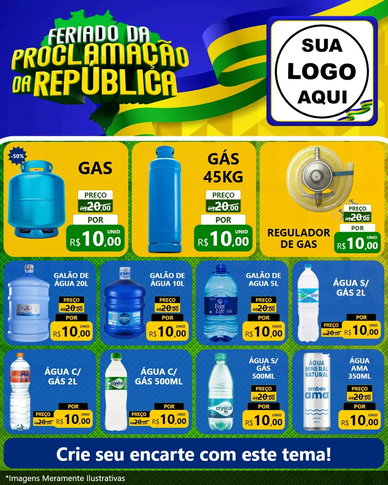 Modelo de Rede Social para Feed Instagram com o tema Feriado da Proclamação da República para Água e gás