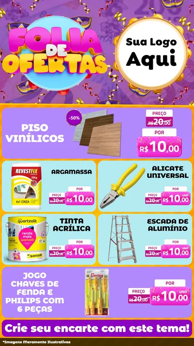 Modelo de TV para TV Vertical com o tema Folia de Ofertas para Material para Construção