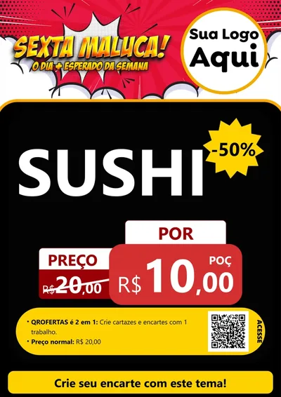 Modelo de Cartaz para Cartaz A4 Vertical com o tema Sexta Maluca! para Comida japonesa