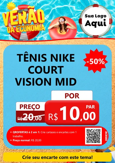 Modelo de Cartaz para Cartaz A4 Vertical com o tema Verão da Economia para Calçados