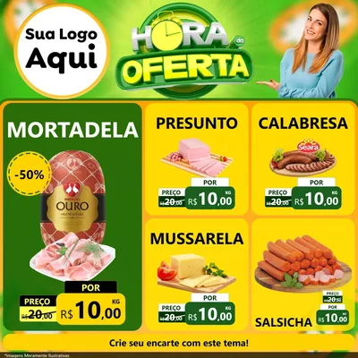 Modelo de Rede Social para Feed Facebook com o tema Hora da Oferta para Frios e Laticínios